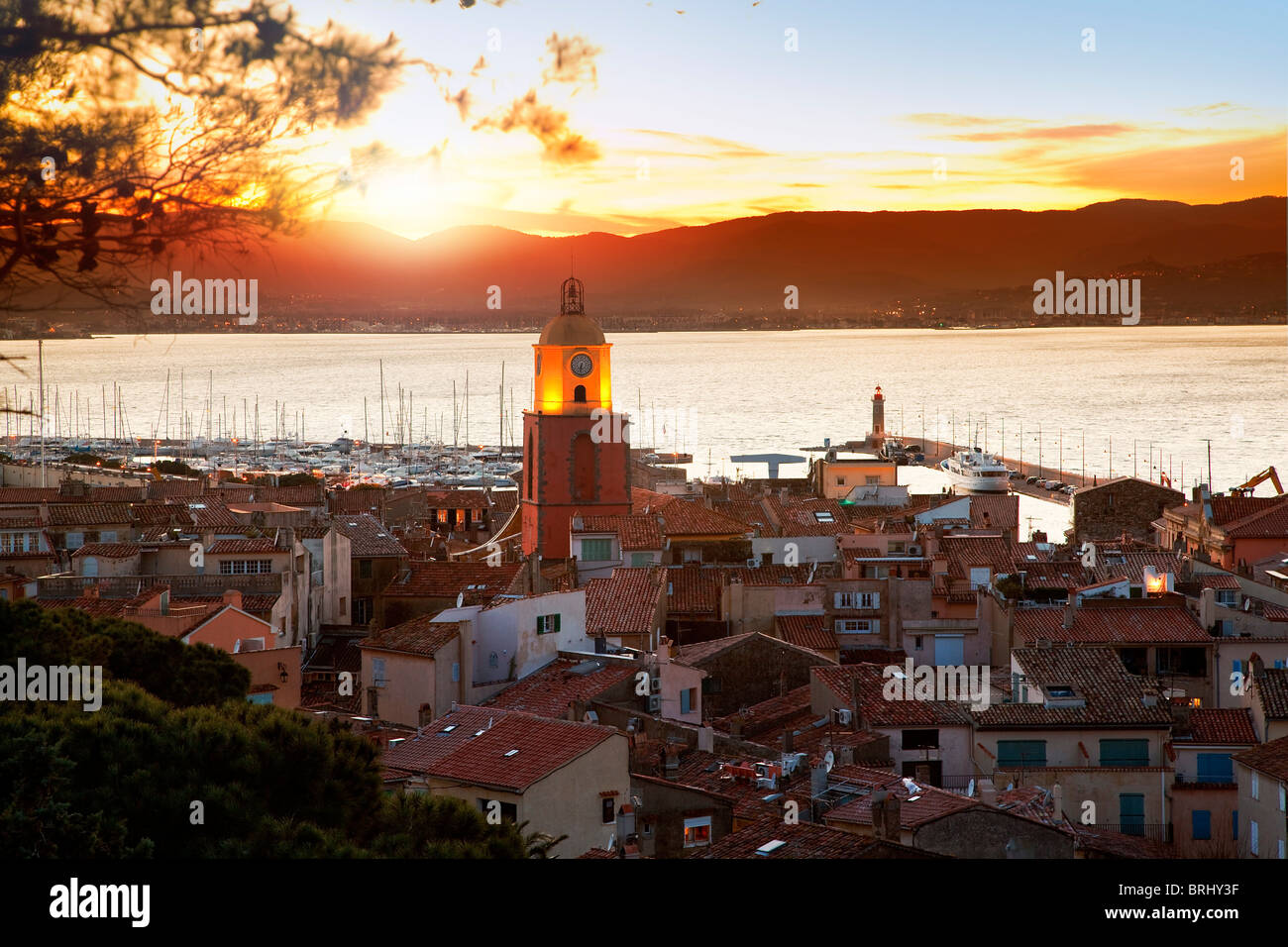 Europe, France, Var, St Tropez au coucher du soleil Banque D'Images
