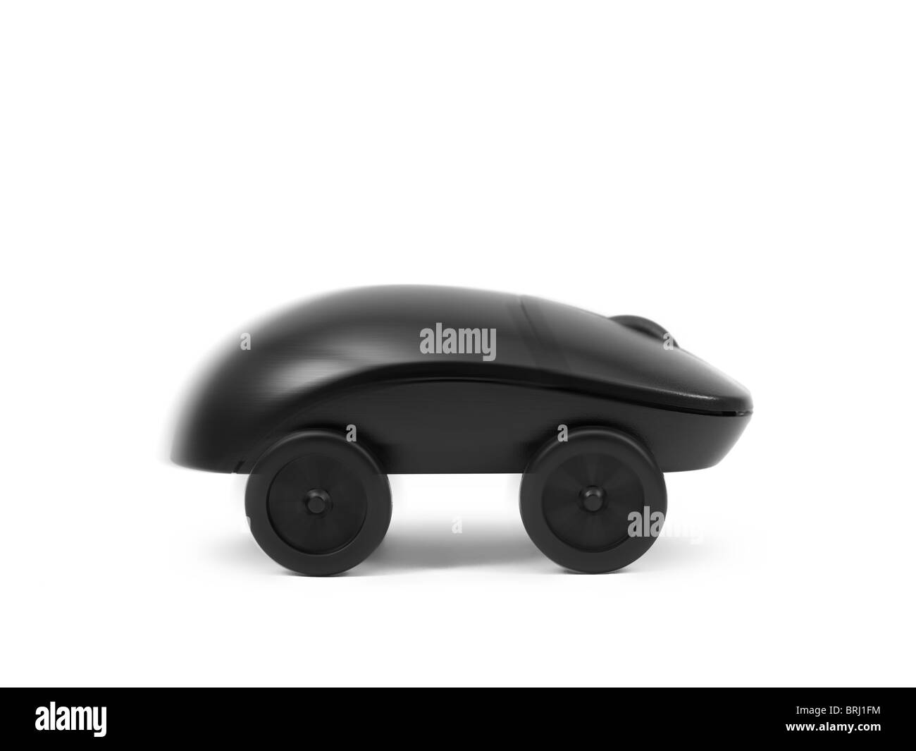 Une souris d'ordinateur sur roues isolé sur fond blanc Banque D'Images