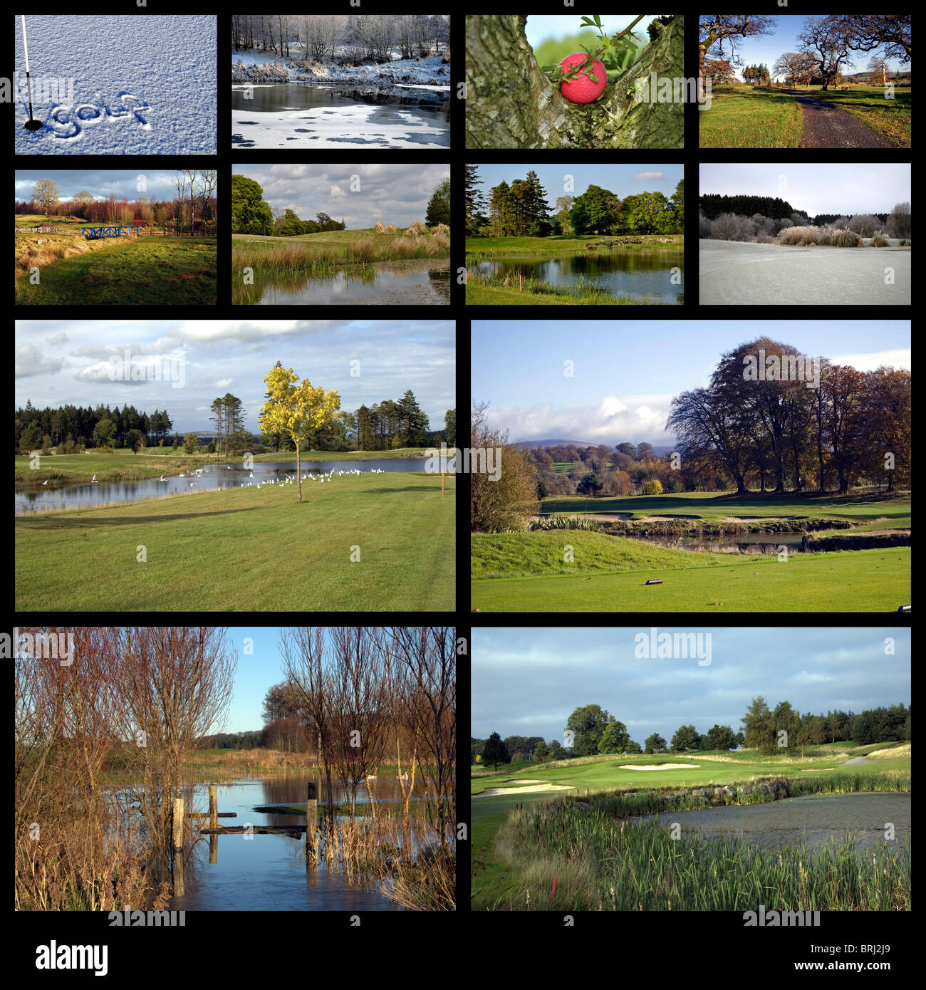 Un collage d'un terrain de golf, le changement des saisons Banque D'Images