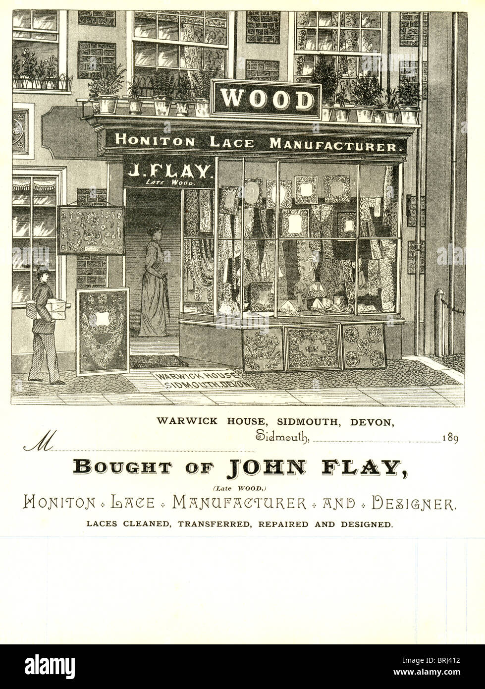 1890 billhead pour Lace shop Banque D'Images