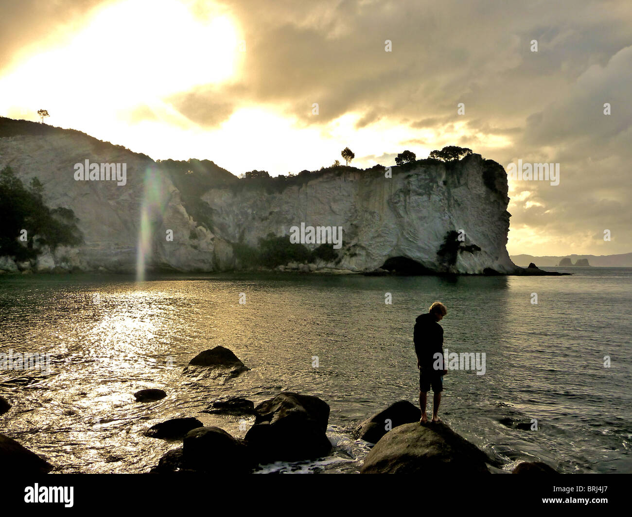 Accessible uniquement à pied ou en bateau, célèbre Cathédrale Cove est l'un des 'must' visite des sites sur la péninsule de Coromandel. Banque D'Images