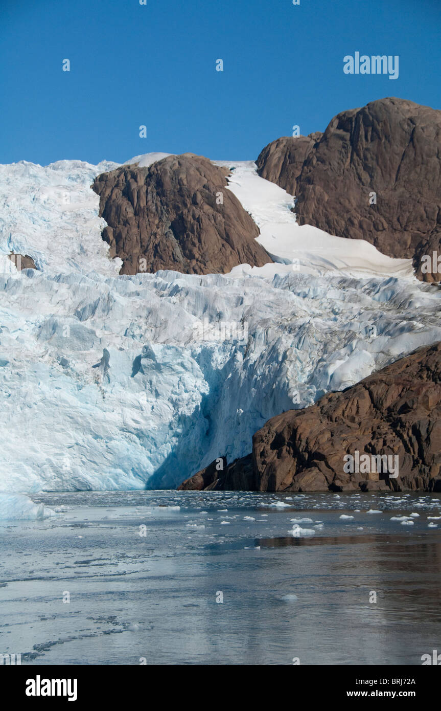 Le Groenland, Prince Christian Sound (aka Prins Christian Sund), un retrait des glaciers. Banque D'Images