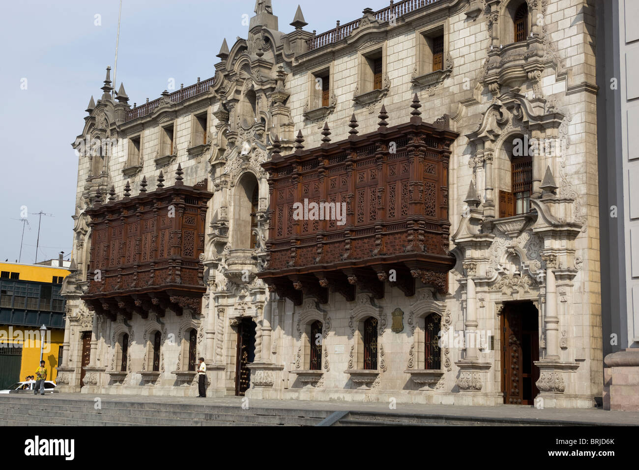 Palais des Archevêques Plaza de Armas Lima Pérou Banque D'Images