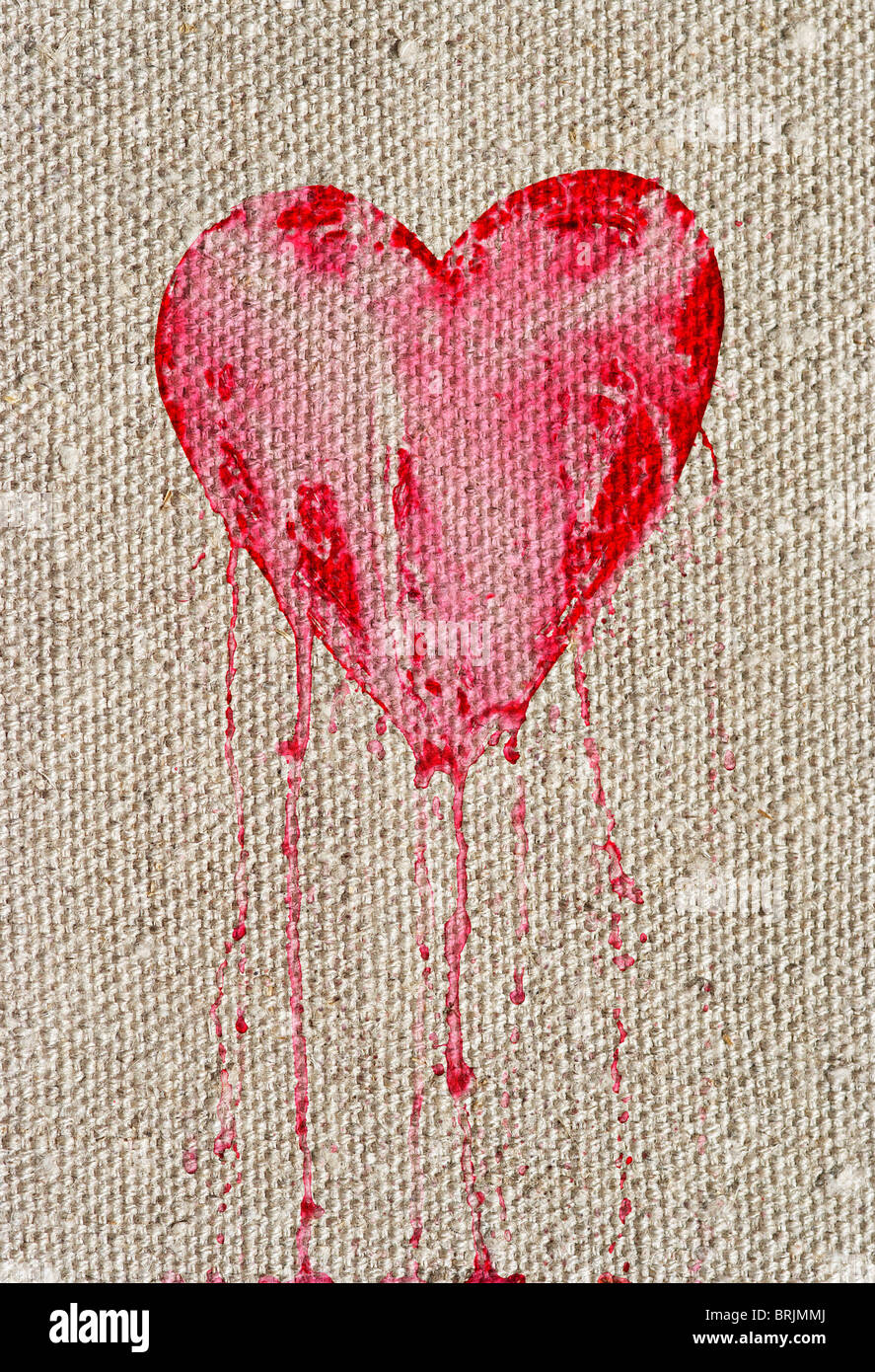Bleeding Heart - symbole de l'amour - dans le style grunge Banque D'Images