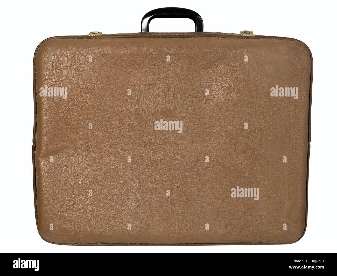 Antique brown trunk sur fond blanc, travel concept Banque D'Images