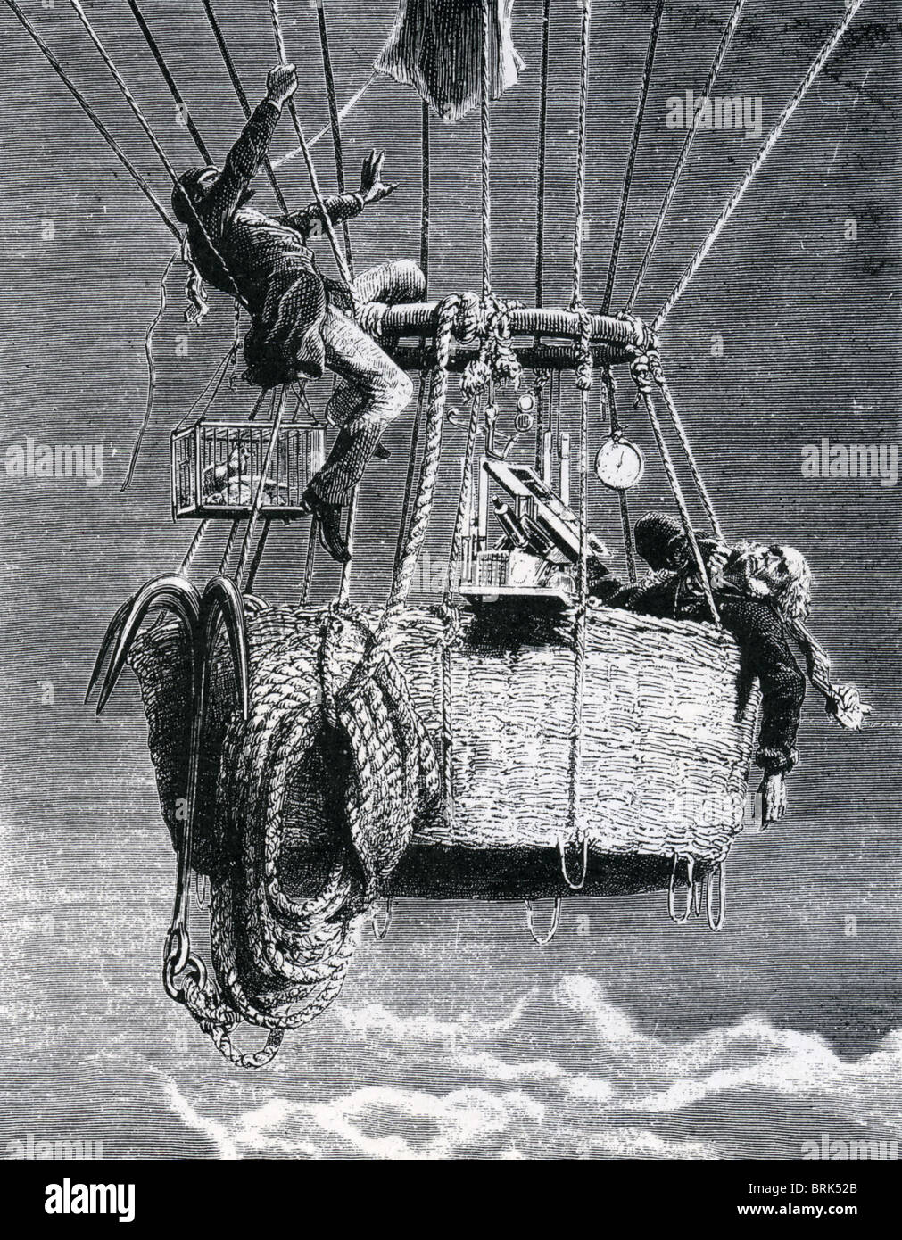 JAMES GLAISHER (1809-1903) Droit & HENRY COXWELL (1819-1900) faisant une ascension en montgolfière. Les voyages de Glaisher dans l'air -1871 Banque D'Images
