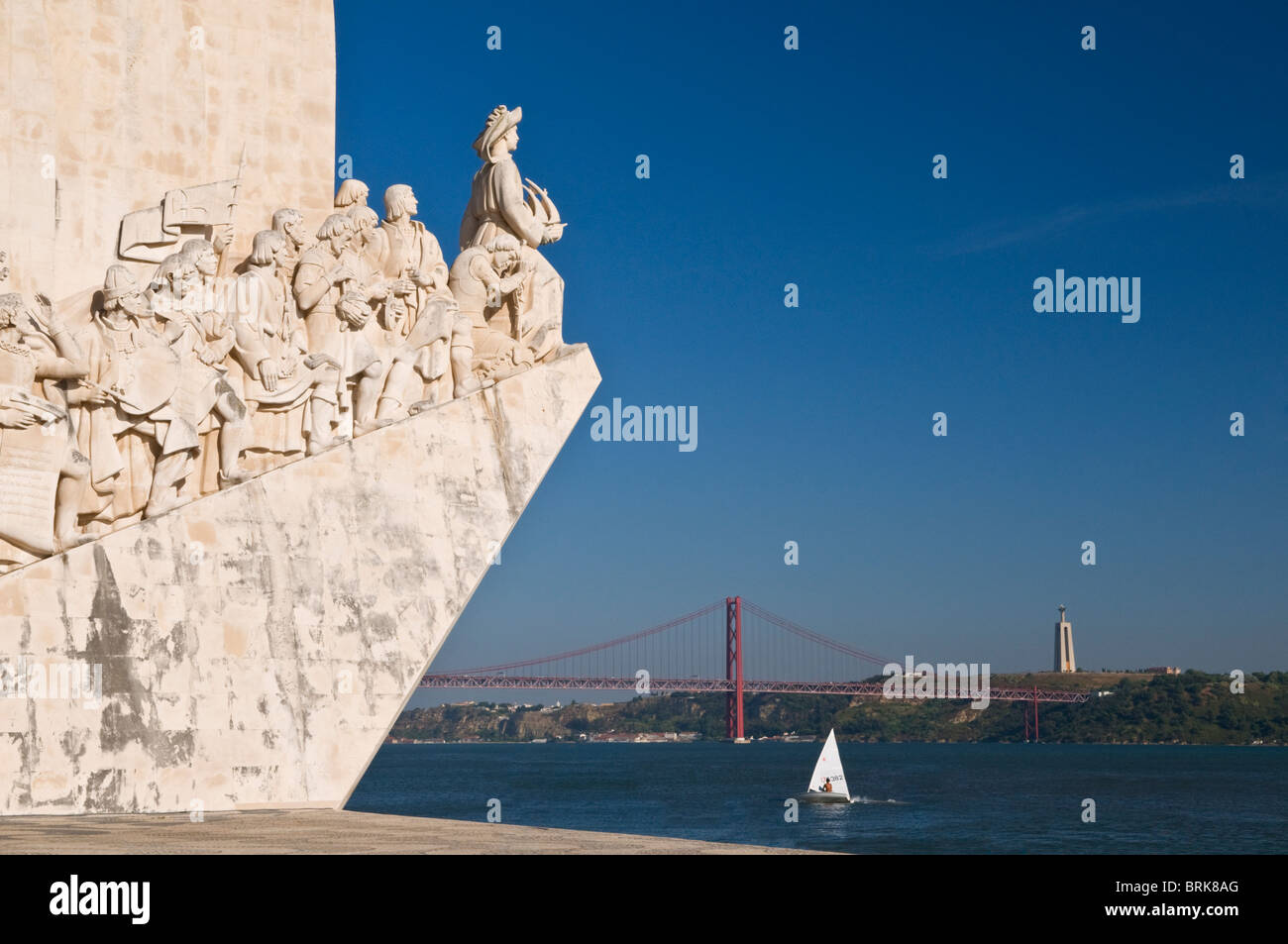 Monument des Découvertes, Cristo Rei statue et bridge Belem Lisbonne Portugal Banque D'Images