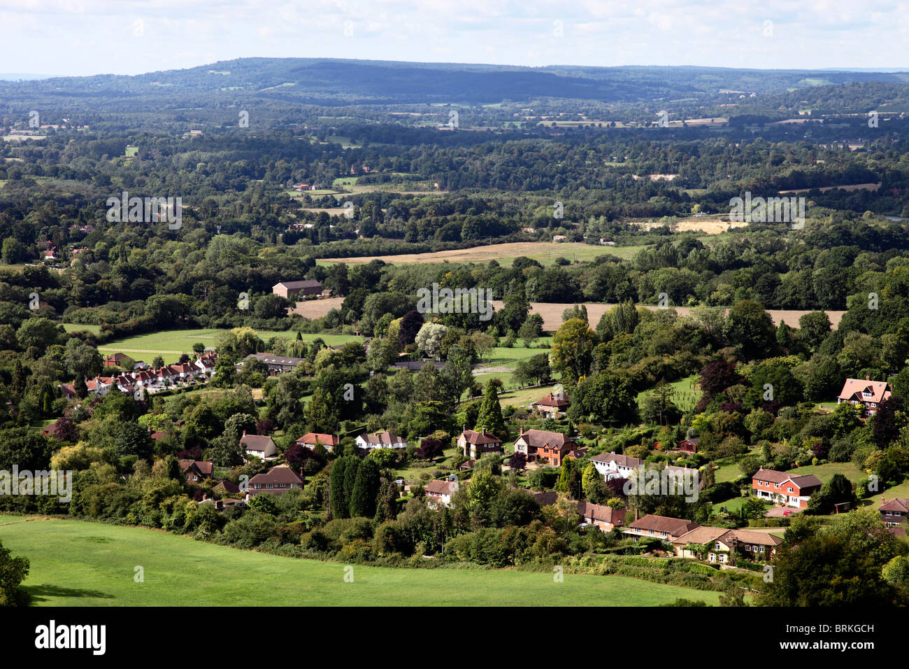 Vue depuis la colline Rigate, campagne du Surrey , Angleterre , Royaume-Uni Banque D'Images