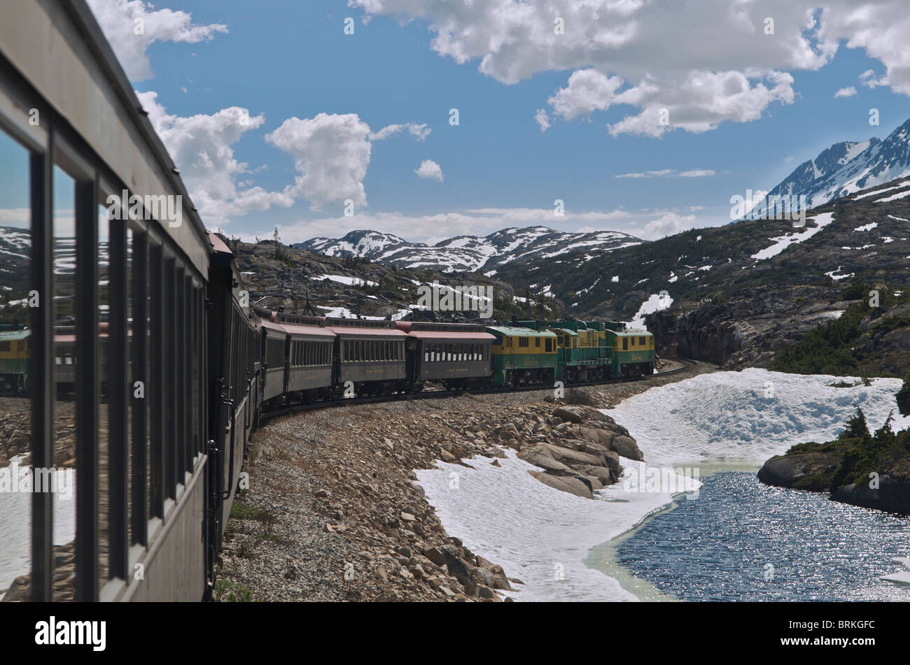 Yukon Railway allant au-dessus du col White, près de Skagway en Alaska USA Banque D'Images