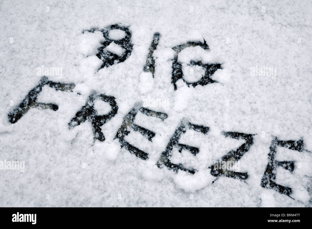 Big 'gel' written in snow Banque D'Images