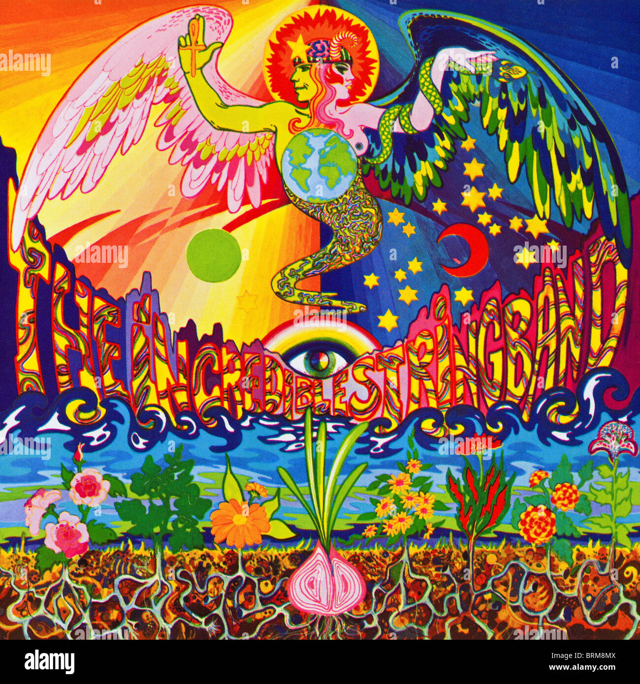 Couverture de l'album de 5000 "Les esprits ou les couches de l'Oignon' par l'Incredible String Band psychedelic folk groupe sorti 1967 Banque D'Images
