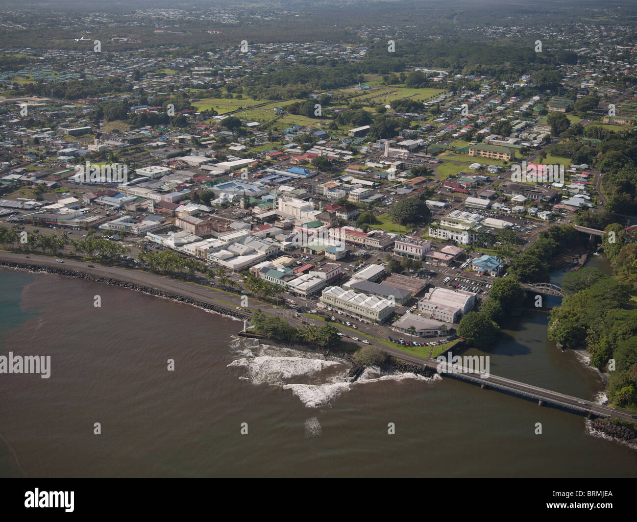 Hilo de l'air, photographie prise depuis le Nord Banque D'Images