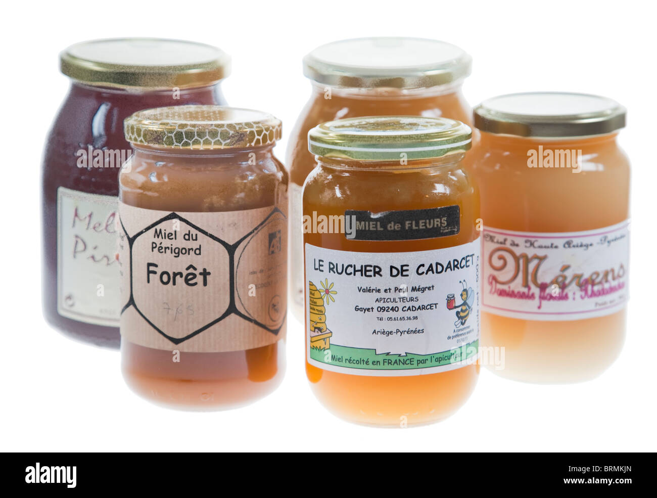 Pots de miel régional des Pyrénées et du sud de la France Banque D'Images
