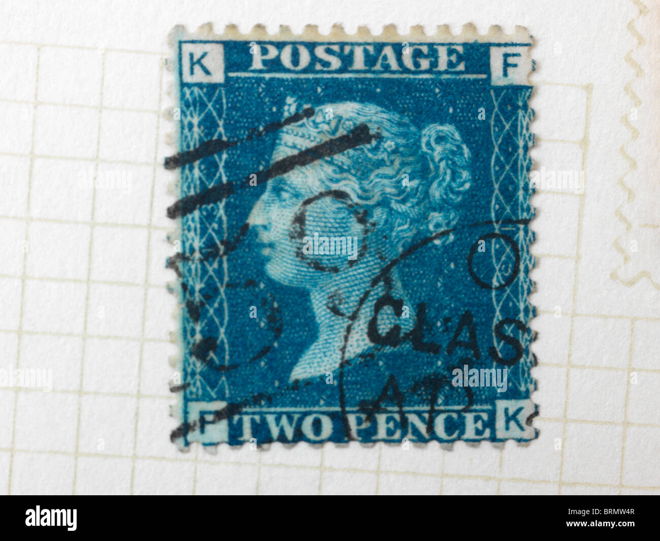 Blue Penny deux timbres victorien plus rares que l'Fasmous Timbre Anglais Penny Black Banque D'Images