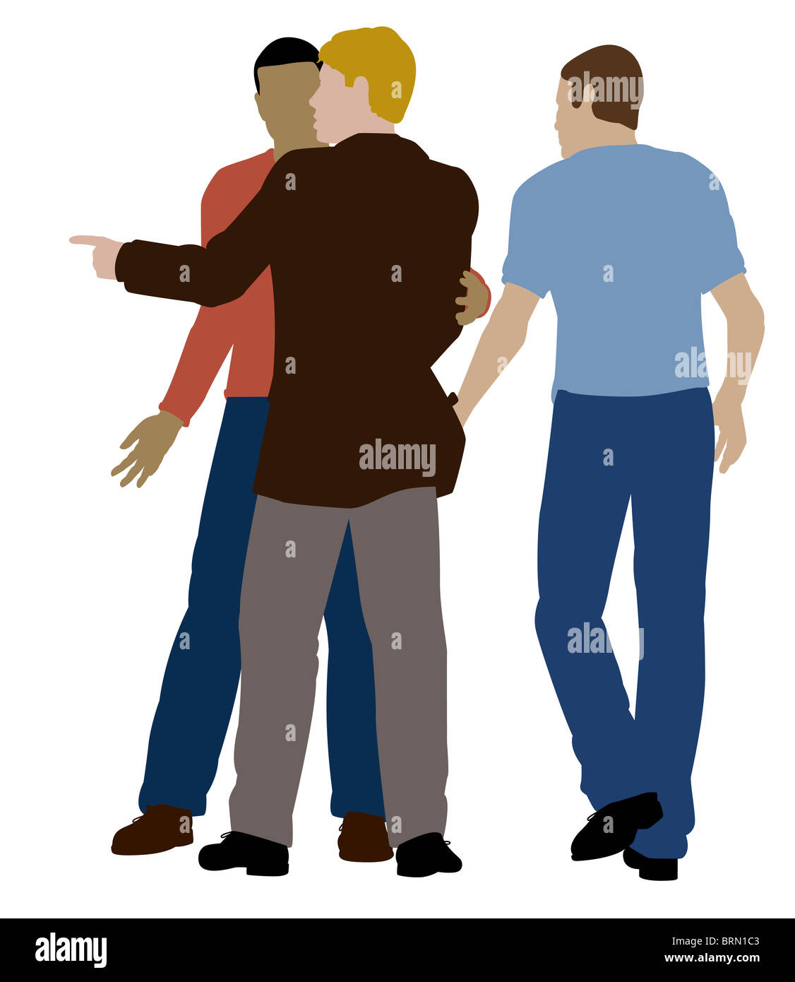 Illustration de deux hommes travaillant ensemble comme les pickpockets Banque D'Images