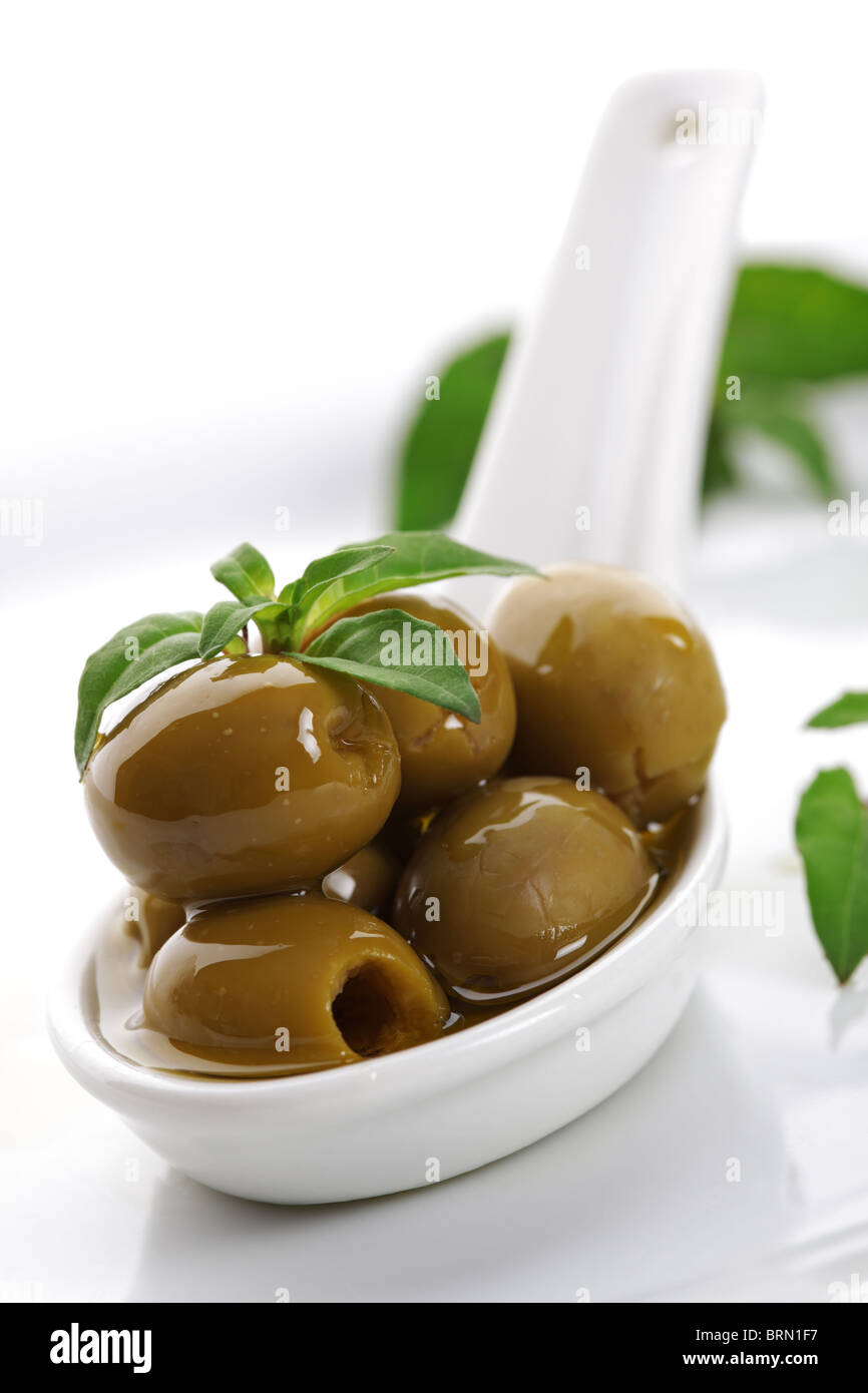 Olives et huile d'olive Banque D'Images
