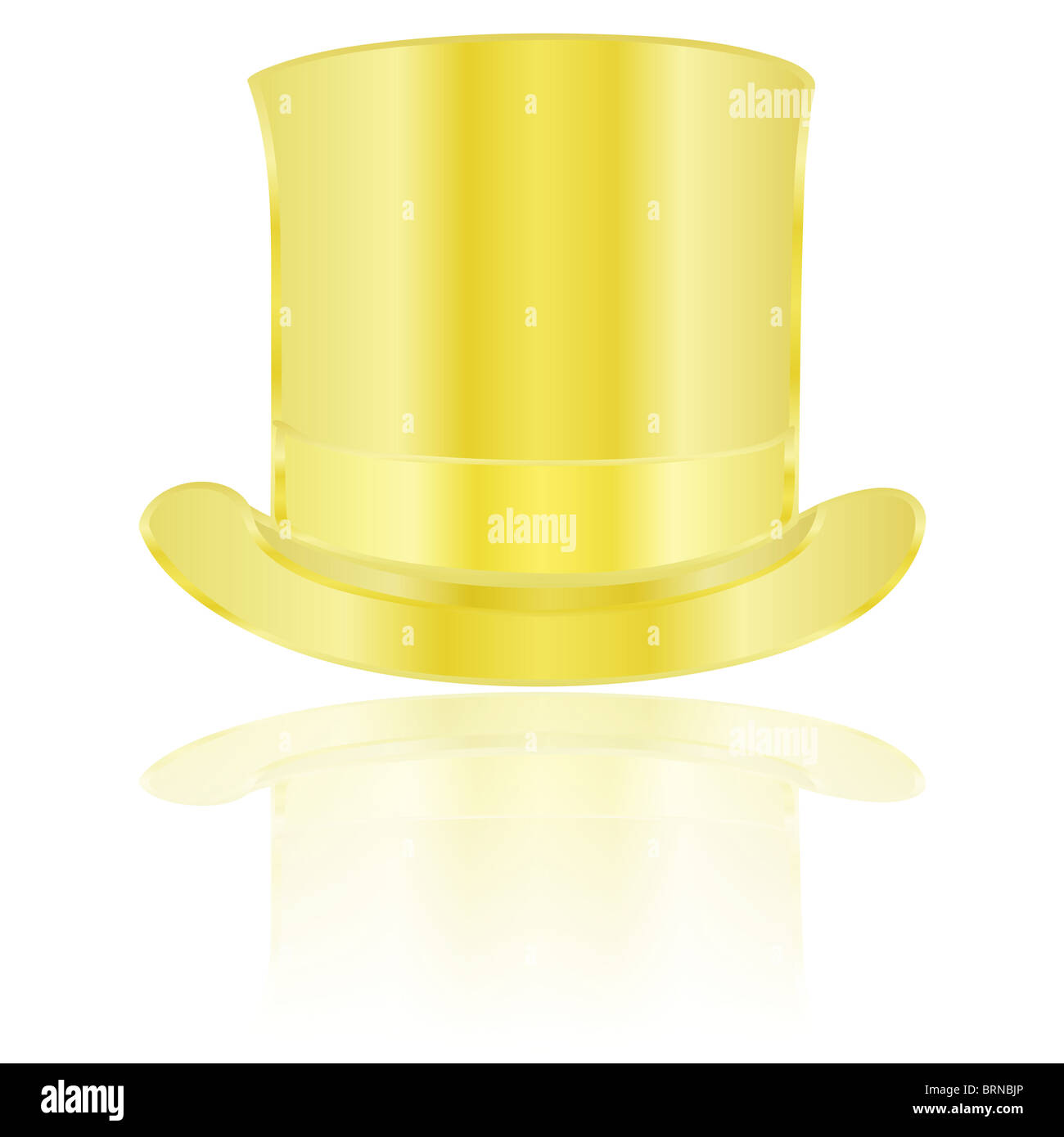 Illustration d'une hauteur d'or hat reflétée sur une surface blanche Banque D'Images