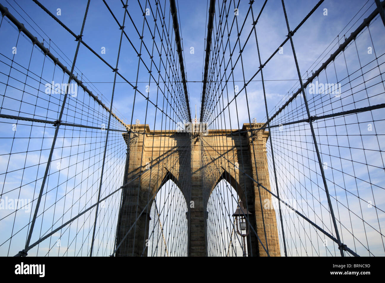 Le passage pour piétons, pont de Brooklyn, New York, USA Banque D'Images