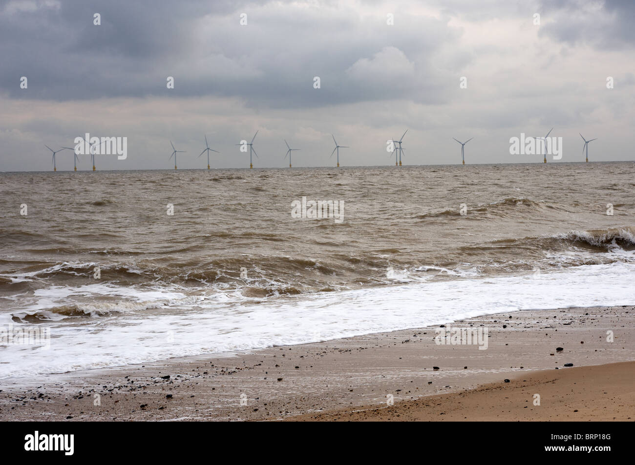 Parc éolien offshore, au Royaume-Uni. Banque D'Images