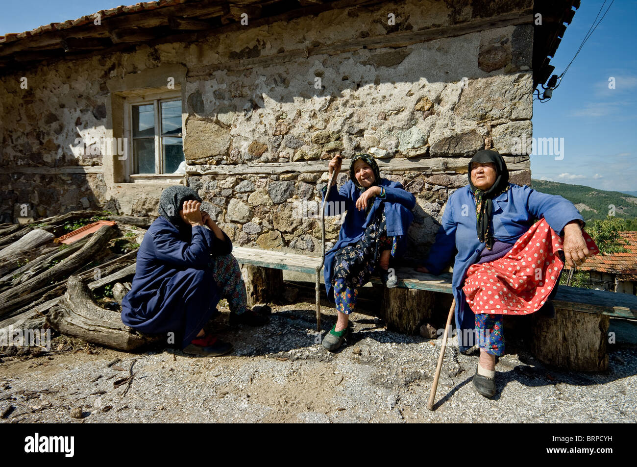 Musulmans du village Kushla Rhodope Bulgarie Banque D'Images