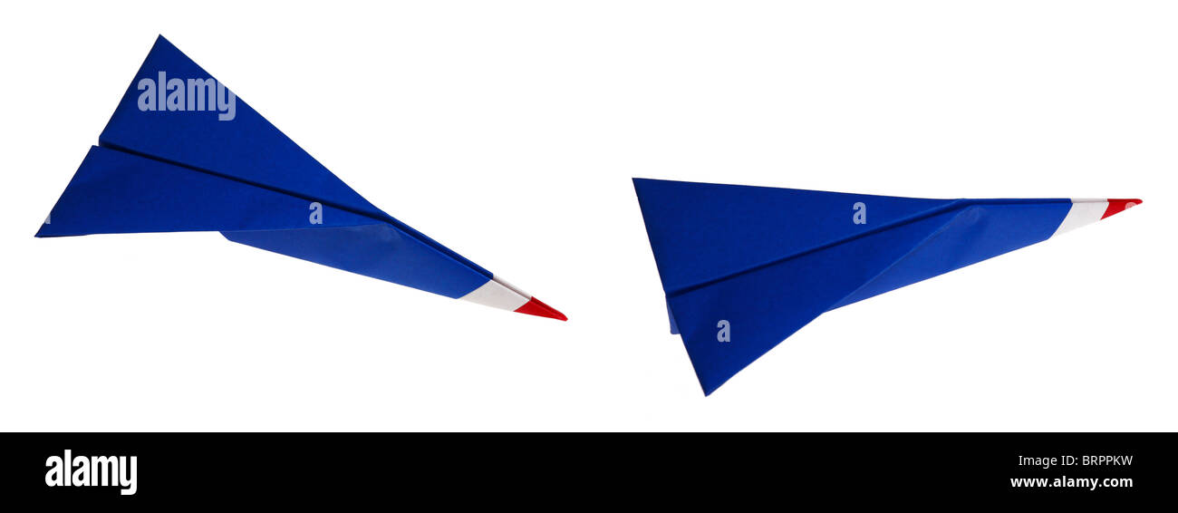 Rouge, blanc et bleu des avions en origami. Banque D'Images
