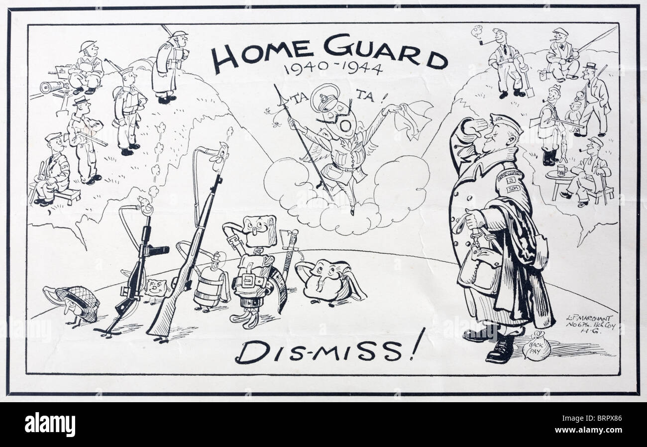 Couvrir d'un calendrier pour 1945 marquant l'achèvement, dans les derniers mois de la guerre en Europe, de la Home Guard. Banque D'Images