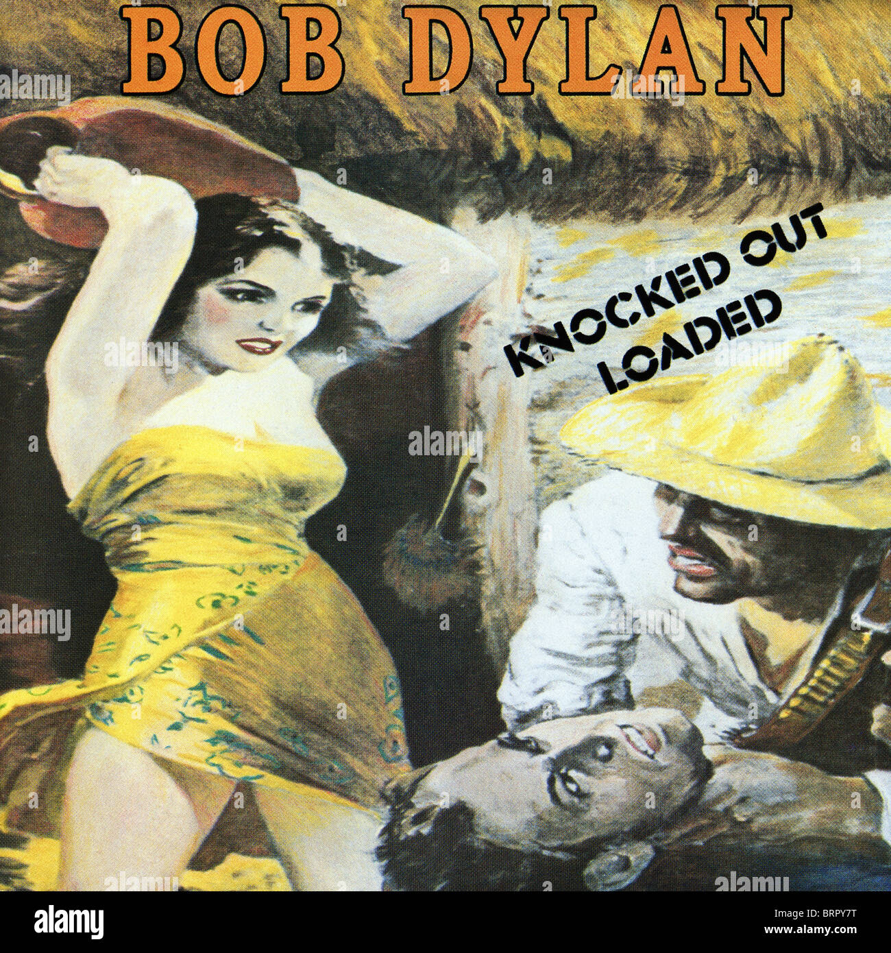 Couverture de l'album d'assommés chargés par Bob Dylan publié par Columbia Records en 1986 Banque D'Images