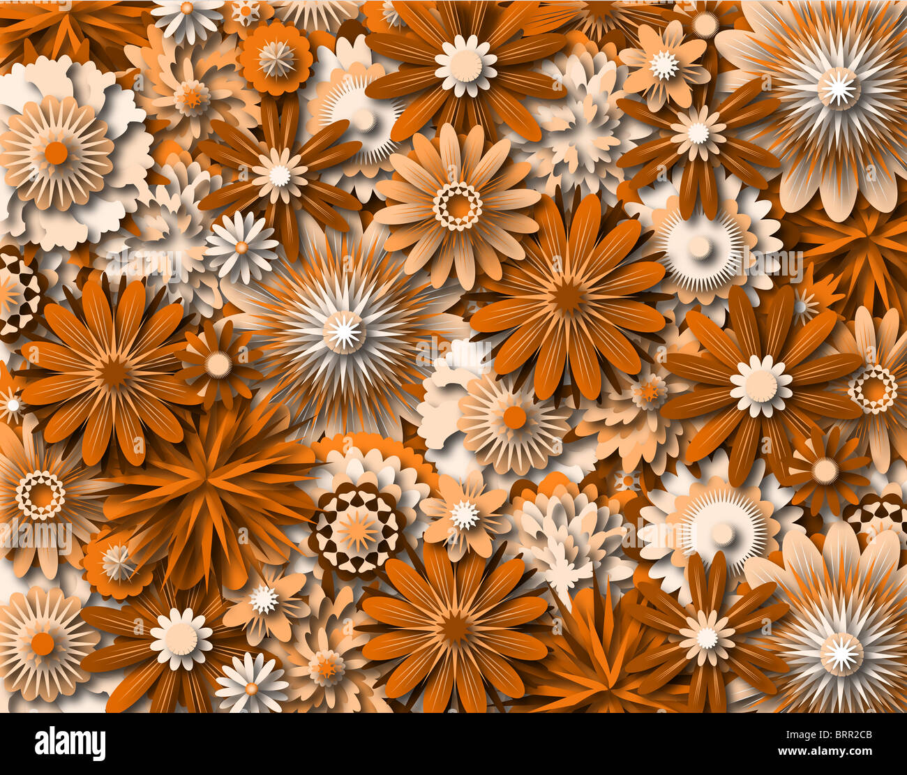 Illustration de fond de fleurs aux teintes orange générique Banque D'Images