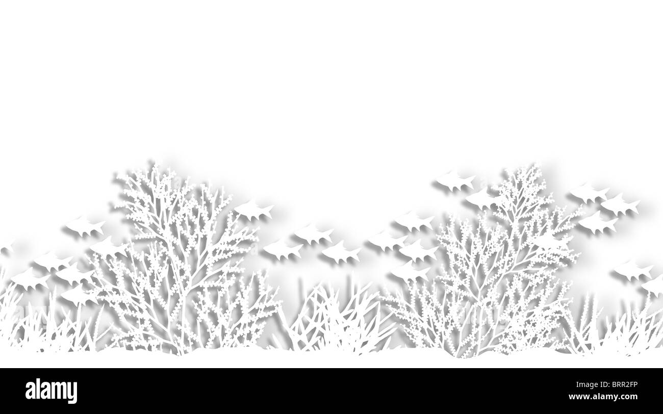 Illustration d'une sea Coral silhouette avant-plan Banque D'Images