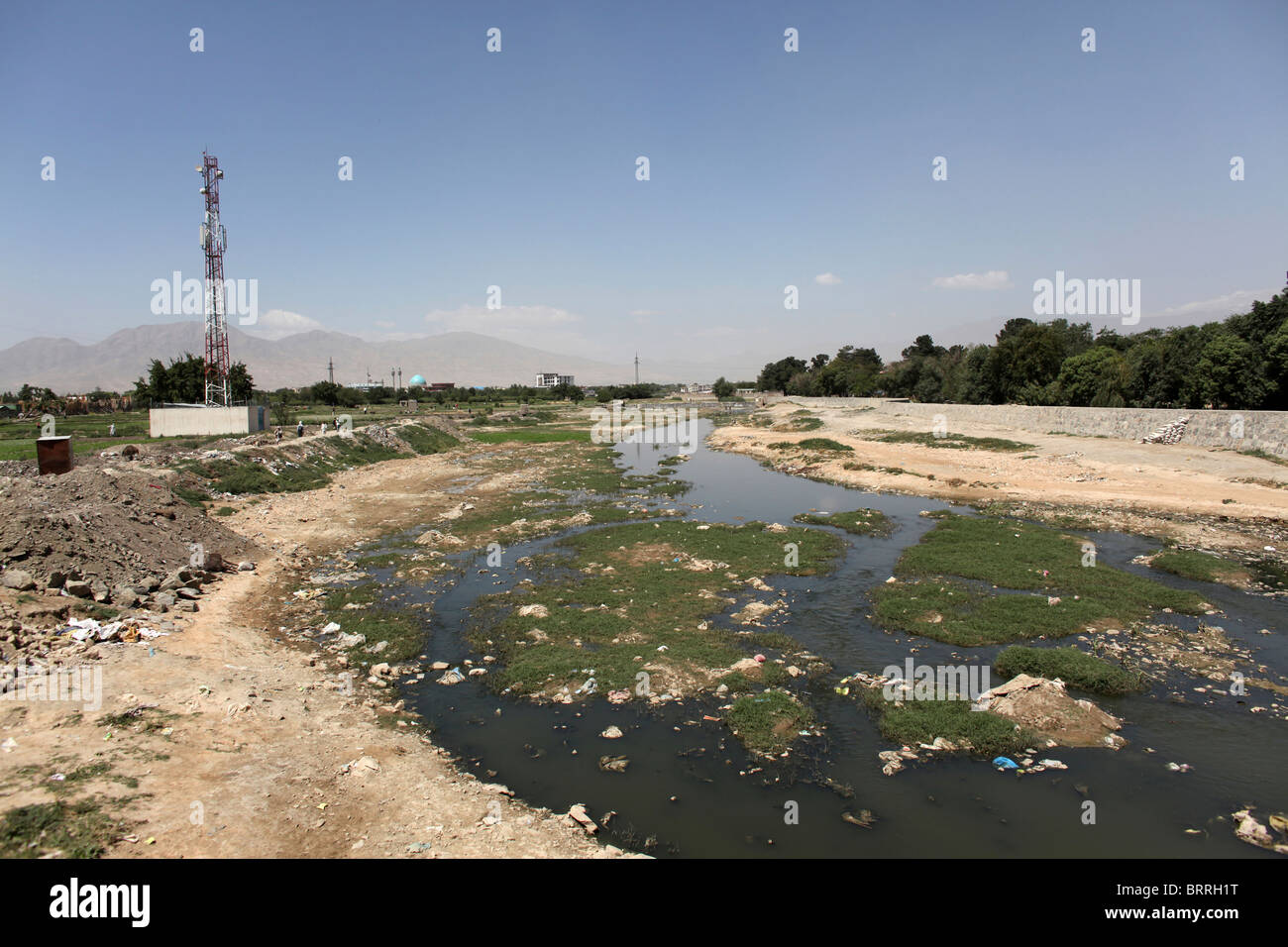 Asséché de la rivière Kaboul, Kaboul, Afghanistan Banque D'Images