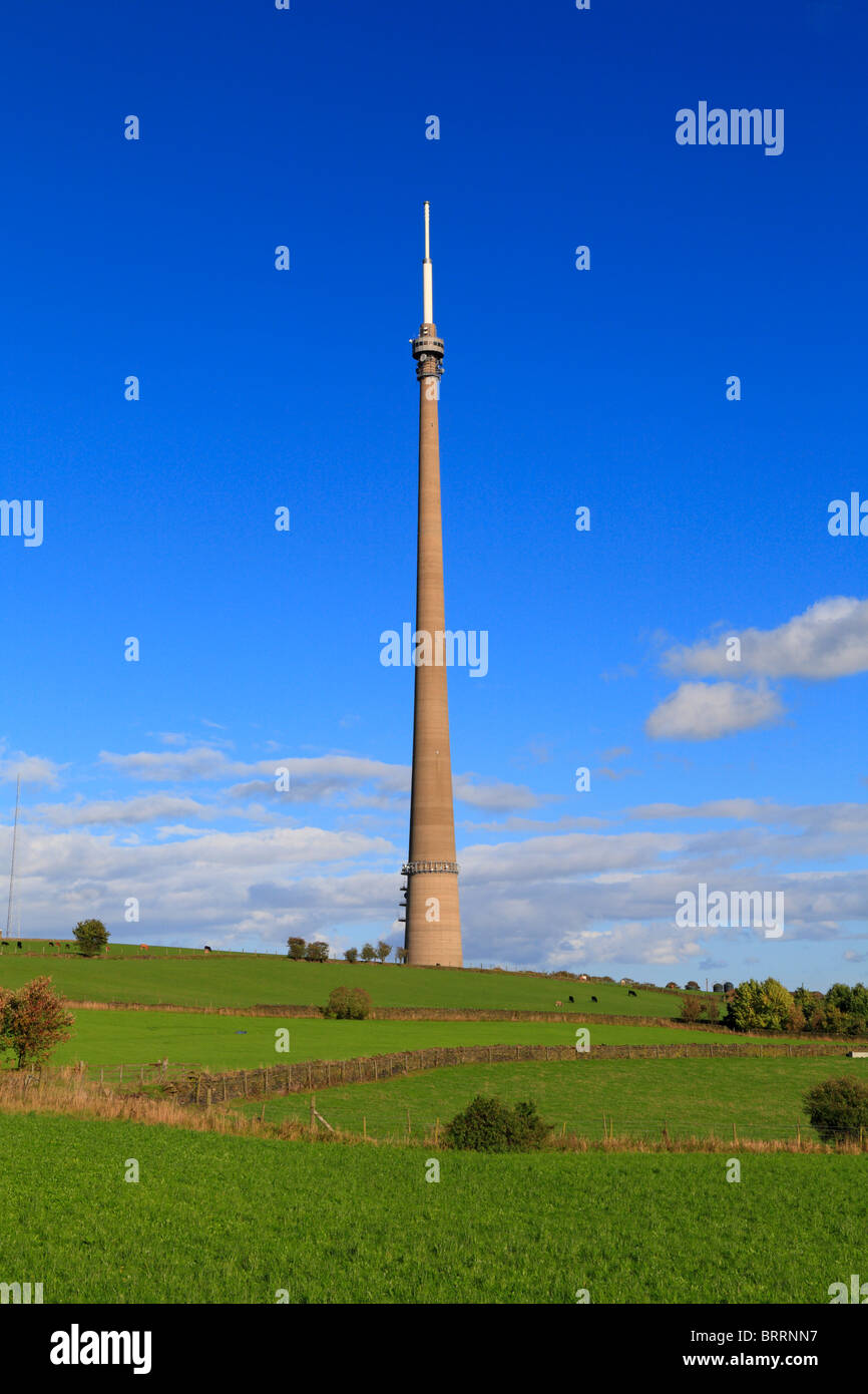 Emley Moor Station émettrice, Emley, West Yorkshire, Angleterre, Royaume-Uni. Banque D'Images