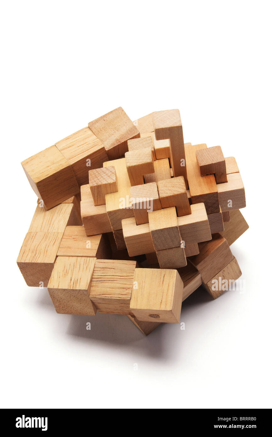 Puzzle en bois 3D Banque D'Images