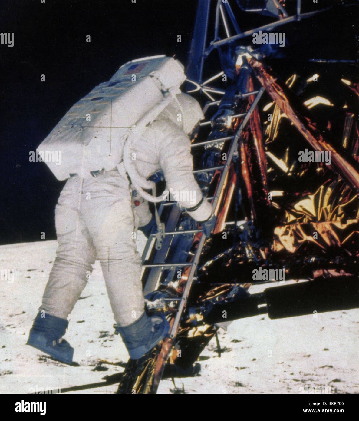 NEIL ARMSTRONG a quitté le module lunaire Apollo au cours de l'atterrissage d'Apollo 11 en juillet 1969 Banque D'Images