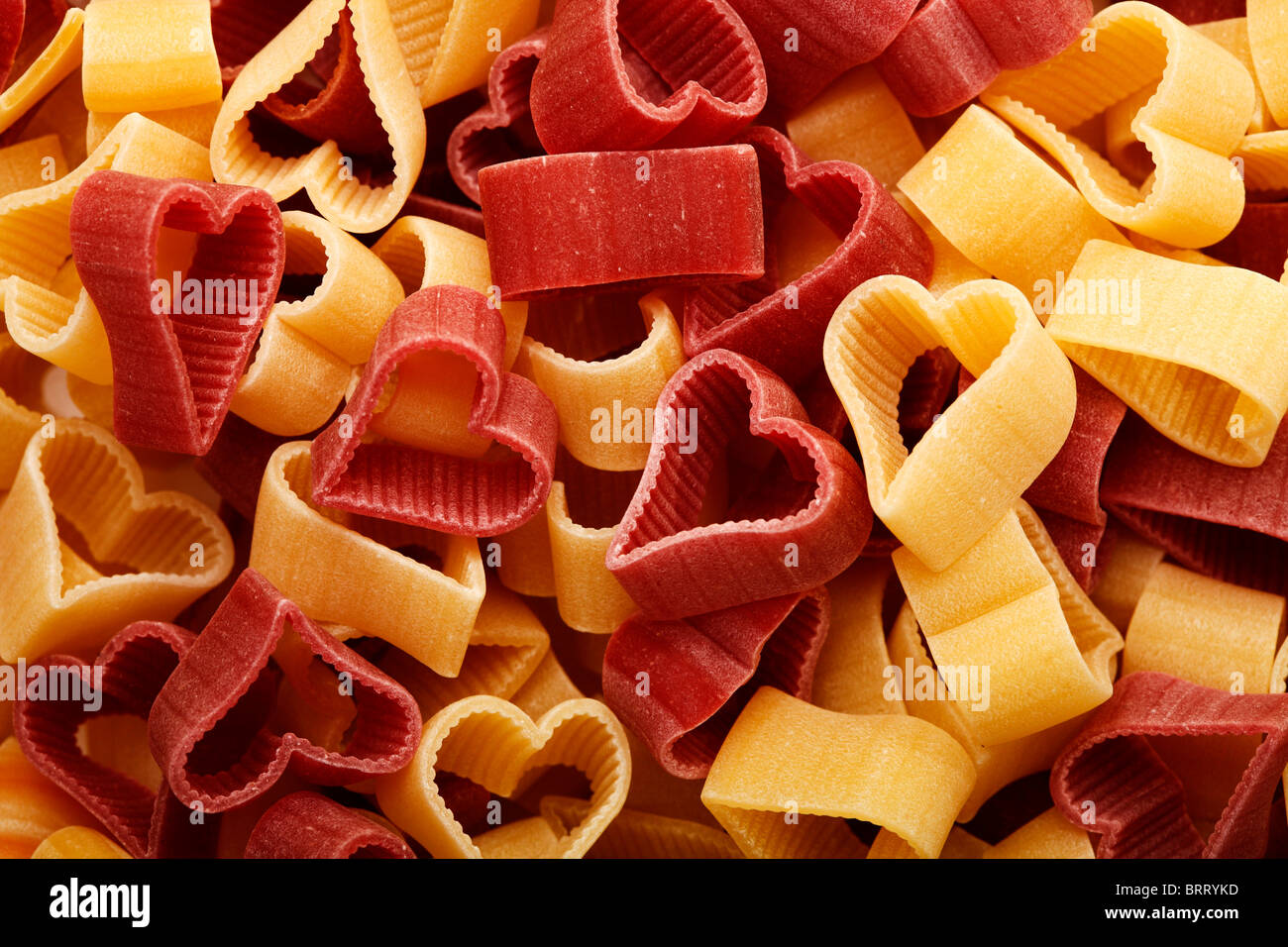 Pâtes tricolores en forme de coeur