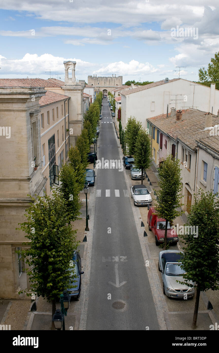 Vue de la ville de Aigues Mortes, Languedoc-Roussillon, France Banque D'Images