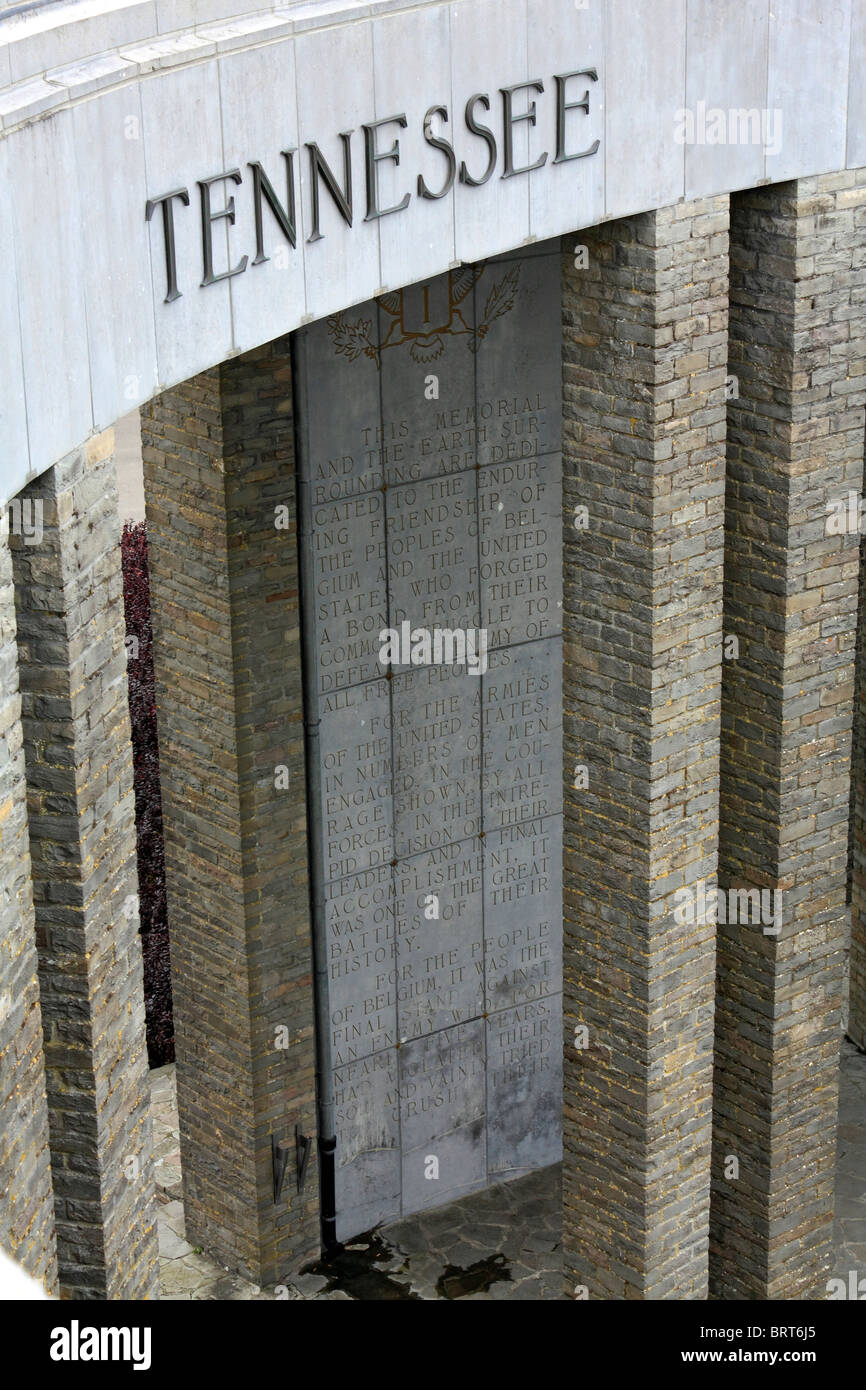 Le Mardasson Memorial à Bastogne pour les soldats américains blessés ou tués dans la Bataille des Ardennes, en Belgique. Banque D'Images