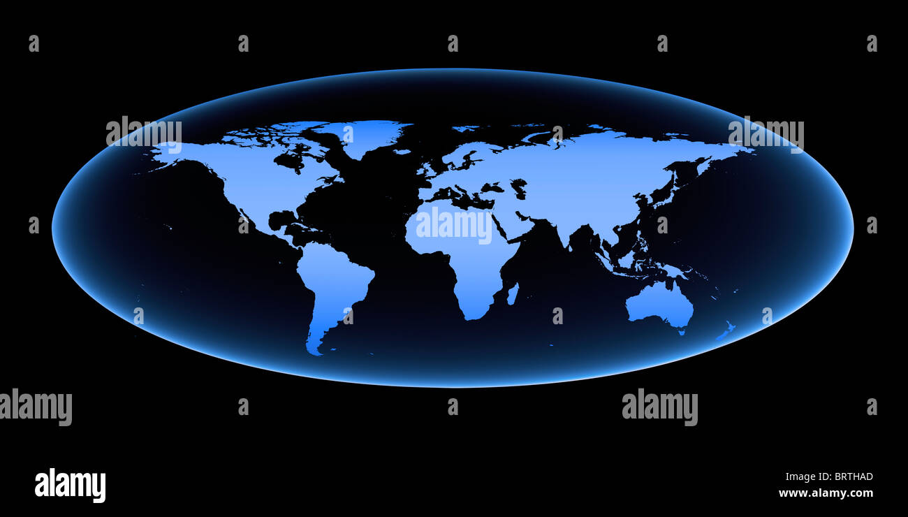Carte du monde bleu. Banque D'Images
