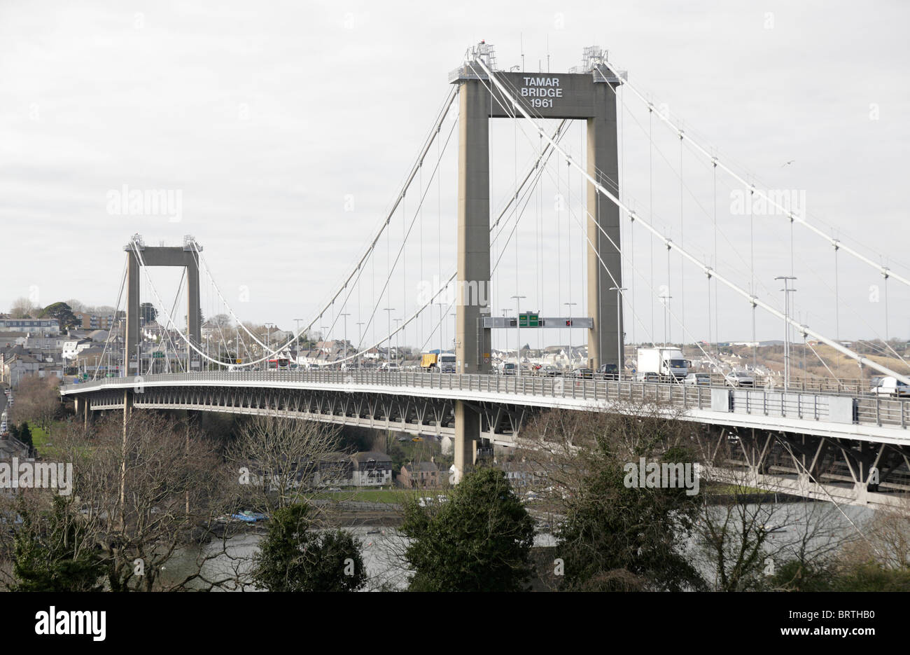 Le pont suspendu de la rivière tamar Cornwall Devon Banque D'Images