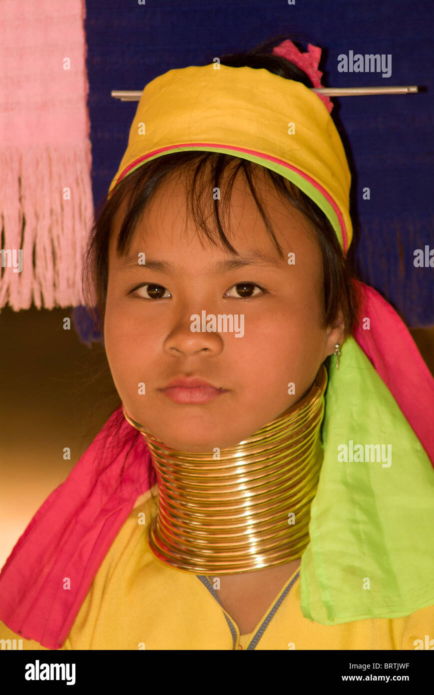 Long cou fille à Mae Hong Sorn, Thaïlande Banque D'Images