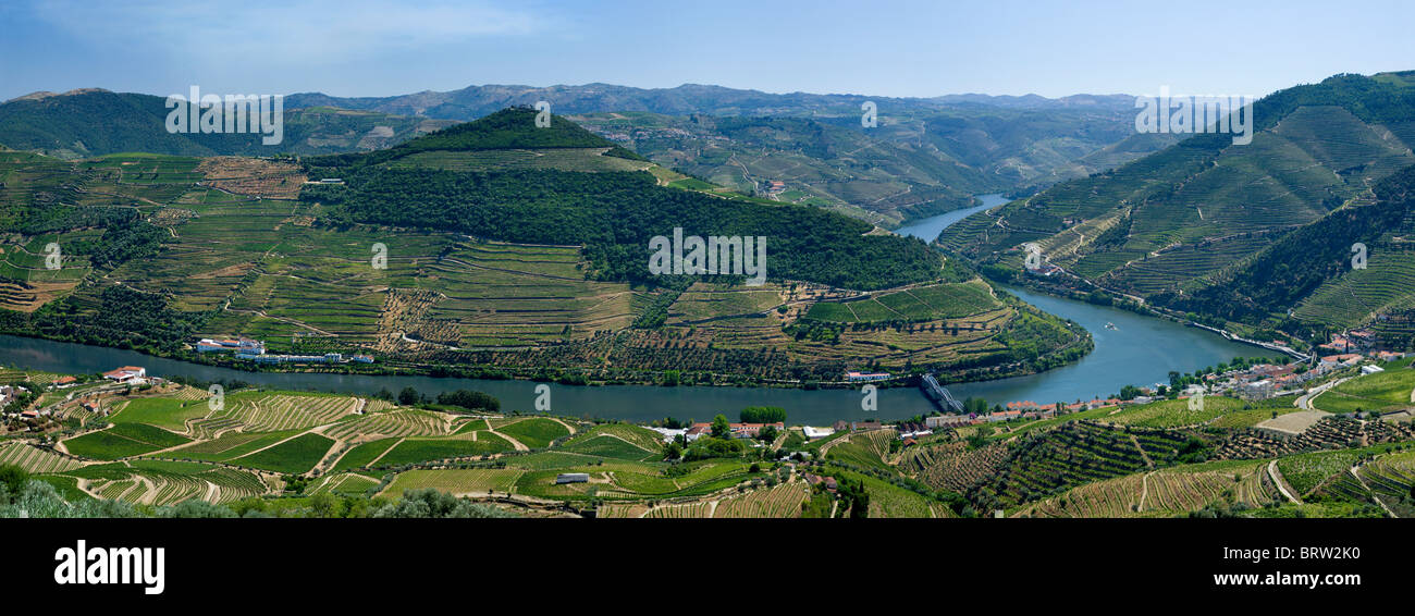 Le Portugal, l'Alto Douro, la vallée du Douro, Pinhao dans le district de Porto à partir du miradouro de Casal de Loivos Banque D'Images
