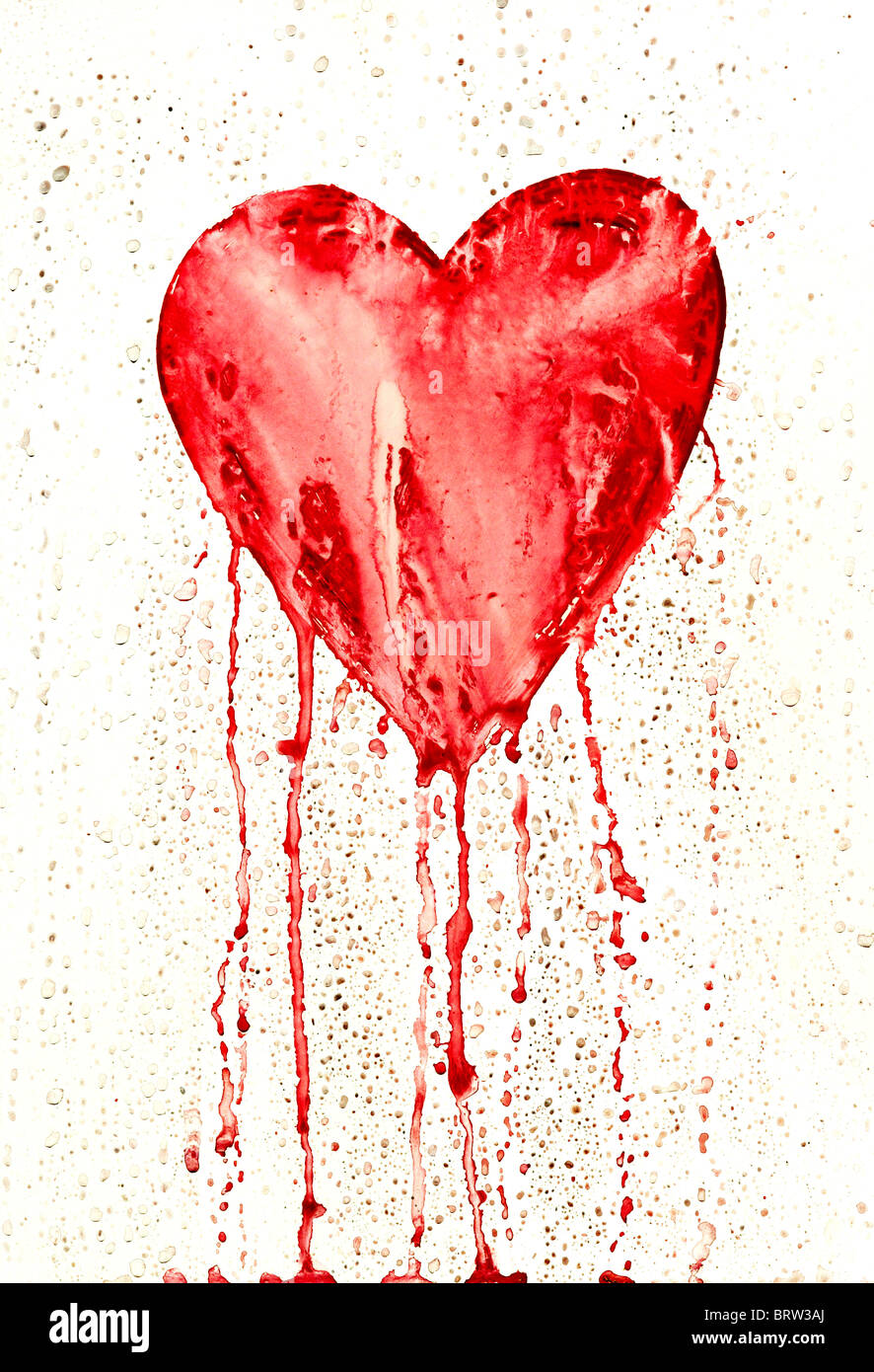Bleeding Heart - symbole de l'amour - dans le style grunge Banque D'Images