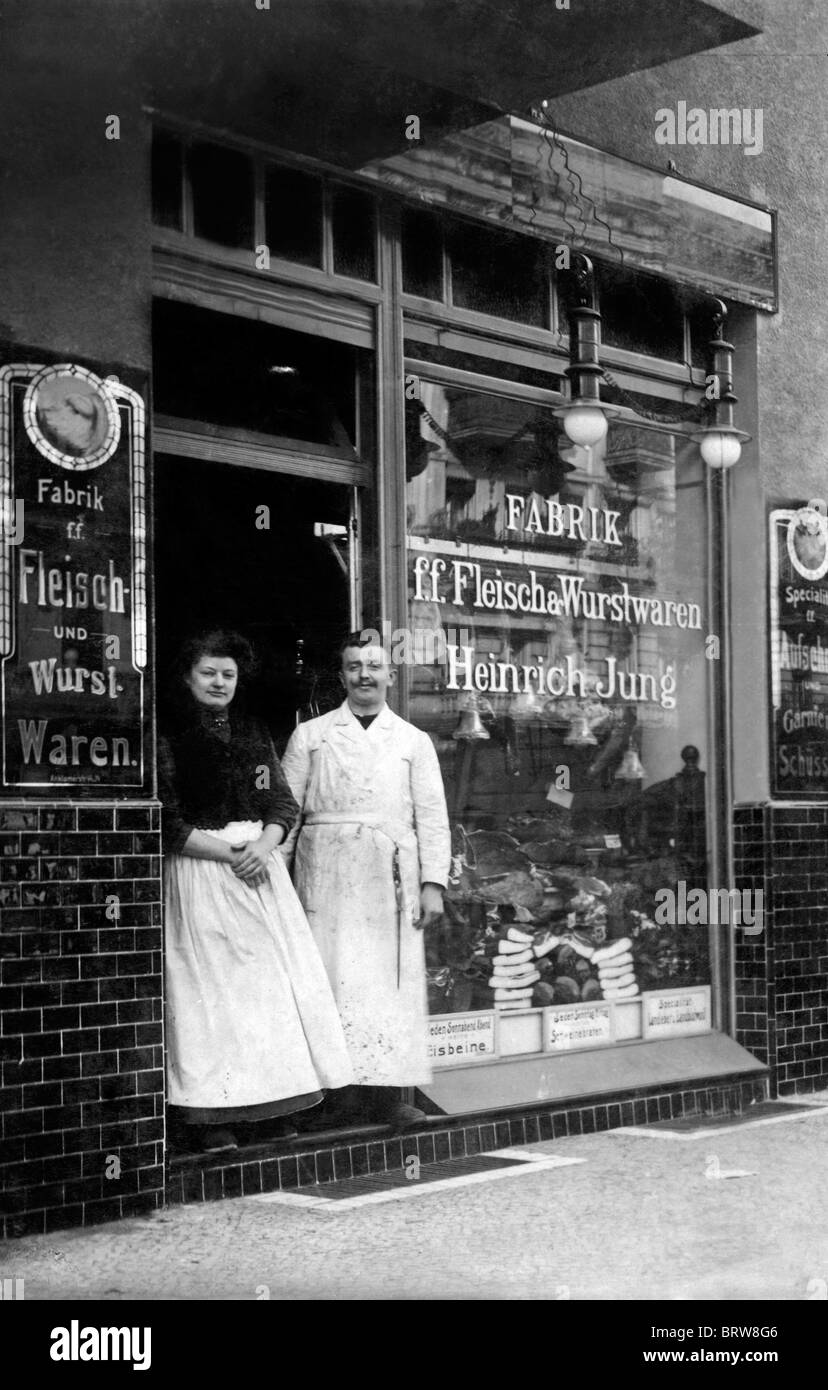 Boucherie, photgraph historique, vers 1912 Banque D'Images