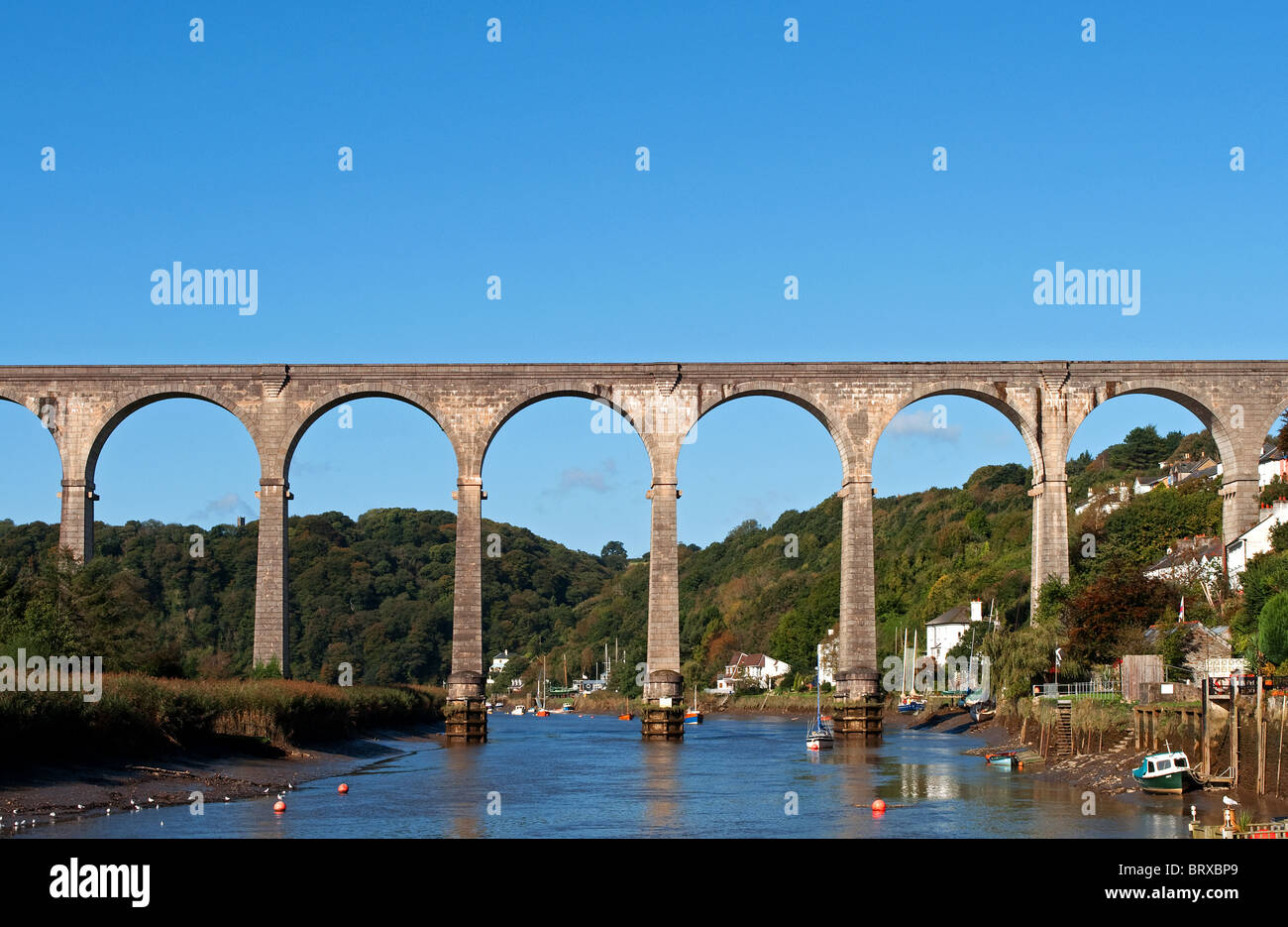 Le viaduc de calstock, un pont de chemin de fer qui relie Cornwall avec devon Banque D'Images