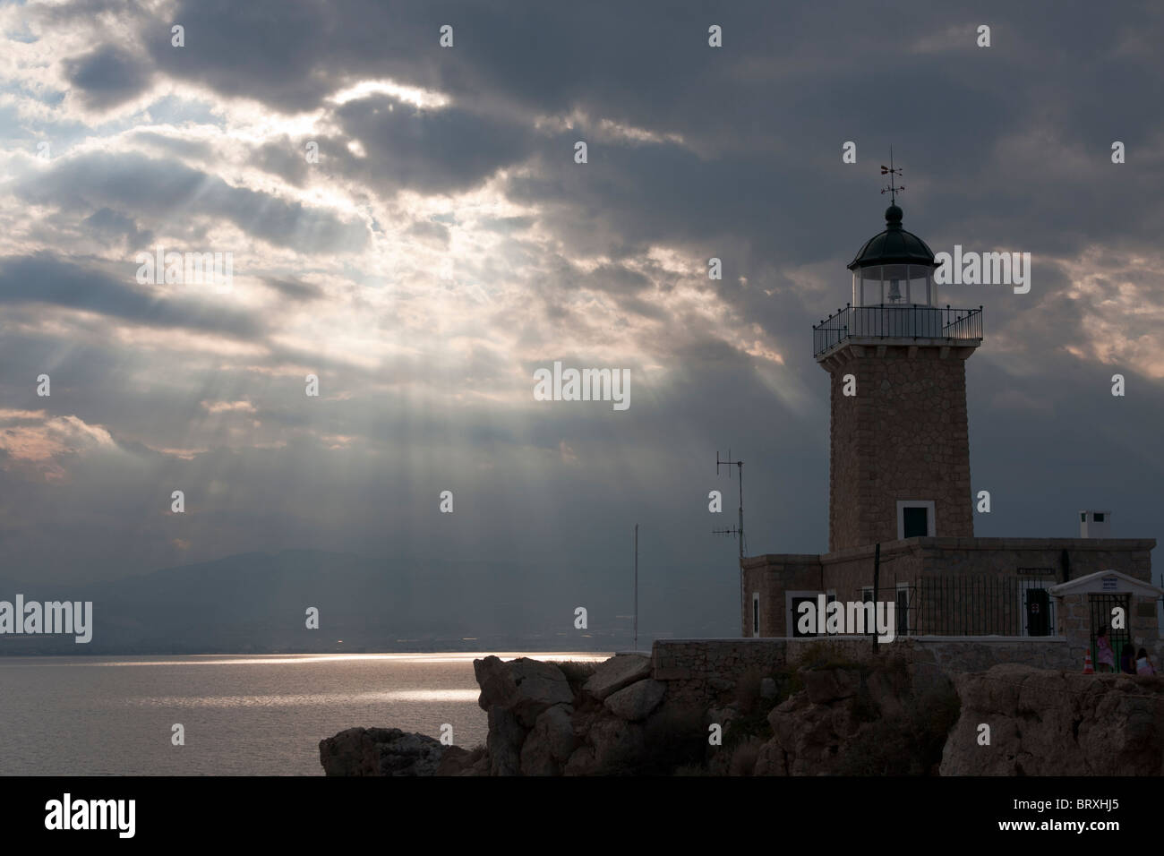 Ireo ou Melagavi phare dans Corinthia Banque D'Images