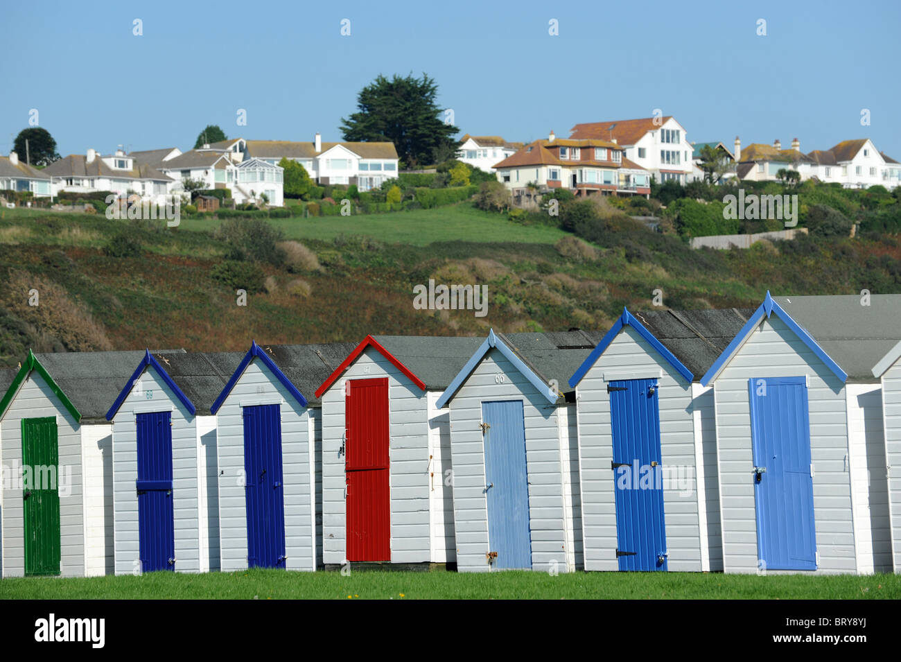 Cabines de plage près de Torquay dans le Devon Banque D'Images