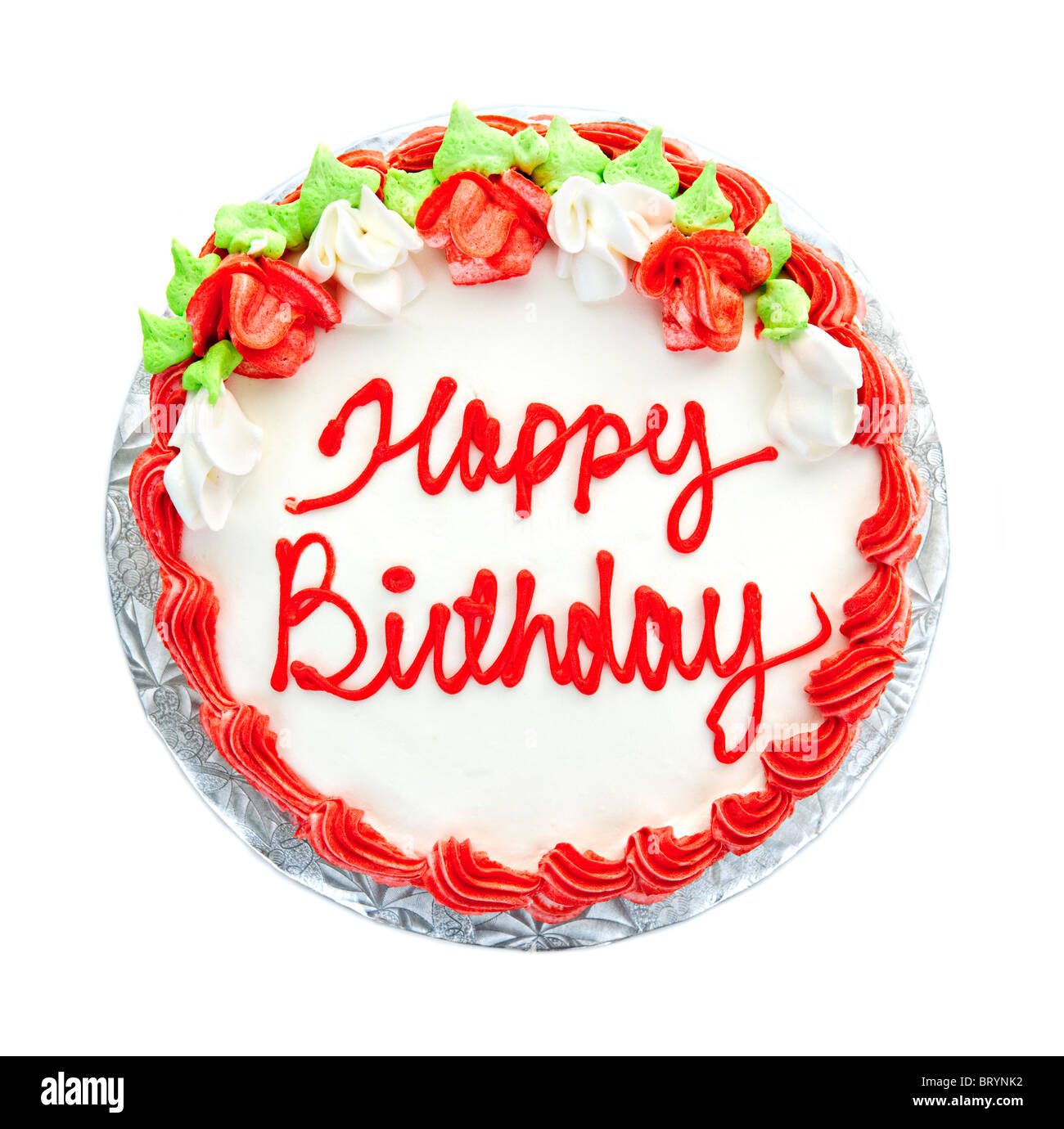 Gateau D Anniversaire Avec L Ecriture De Dessus Isolated On White Photo Stock Alamy