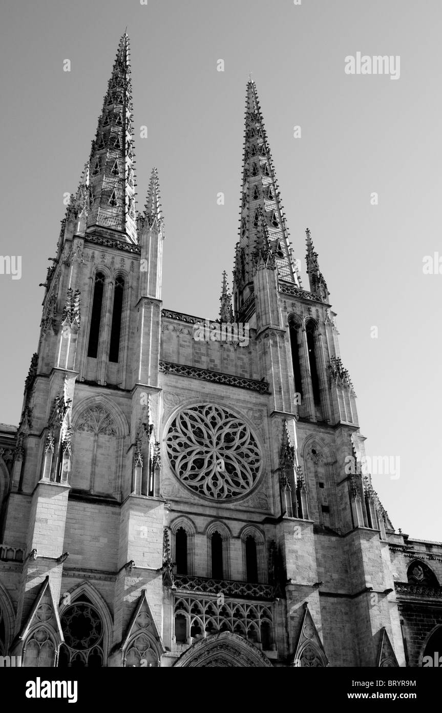 Façade de la cathédrale Saint-André, Bordeaux, France Banque D'Images