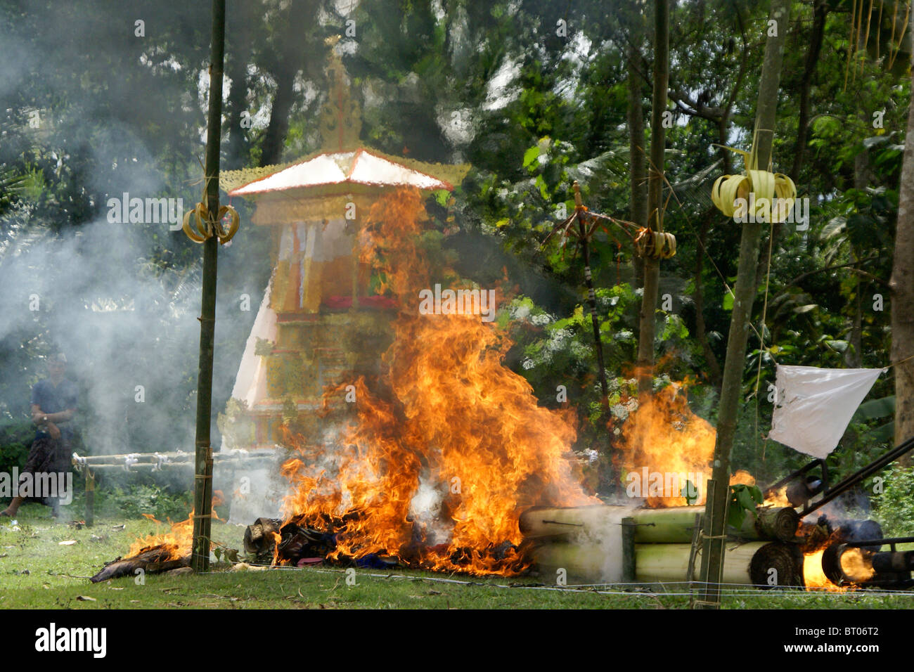 La crémation bûcher et wadah, Bali, Indonésie Banque D'Images