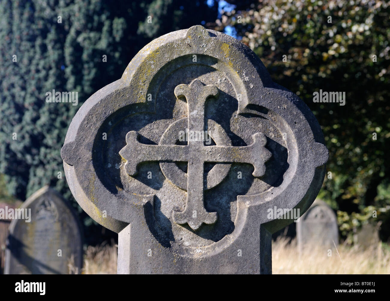 Détail de traverse, pierre tombale. Eglise de Saint André. Sedbergh, Cumbria, Angleterre, Royaume-Uni, Europe. Banque D'Images