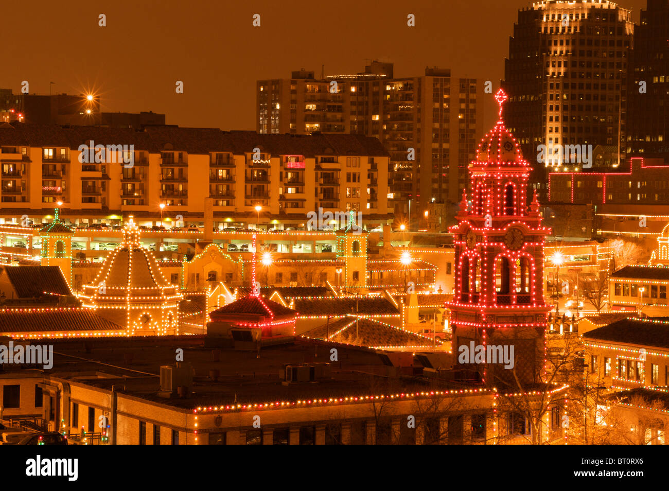 Kansas City Plaza les lumières de Noël Banque D'Images